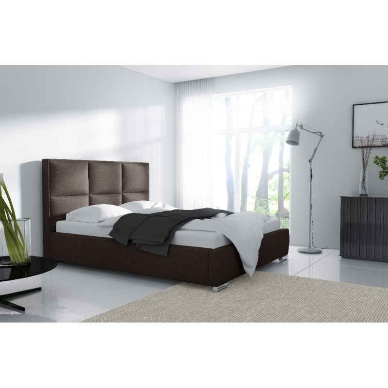 Dizajnová posteľ Venezia s vysokým čelom a úložným priestorom hnedá 160 x 200