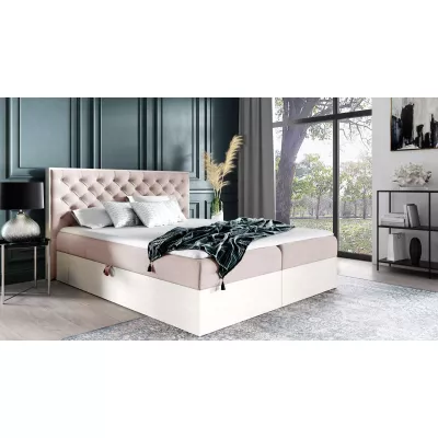 Manželská posteľ 200x220 CHANTELLE 3 - nordic teak / ružová + topper ZADARMO