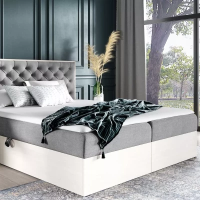 Manželská posteľ 200x220 CHANTELLE 3 - nordic teak / tmavo šedá + topper ZADARMO