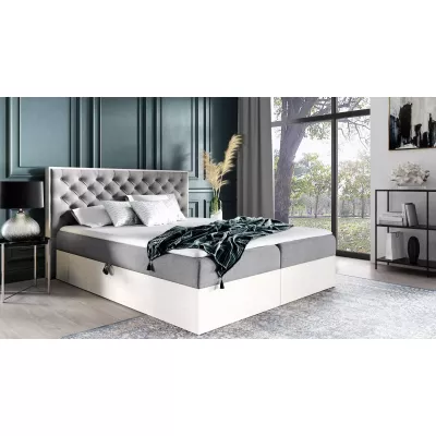 Manželská posteľ 200x220 CHANTELLE 3 - nordic teak / tmavo šedá + topper ZADARMO