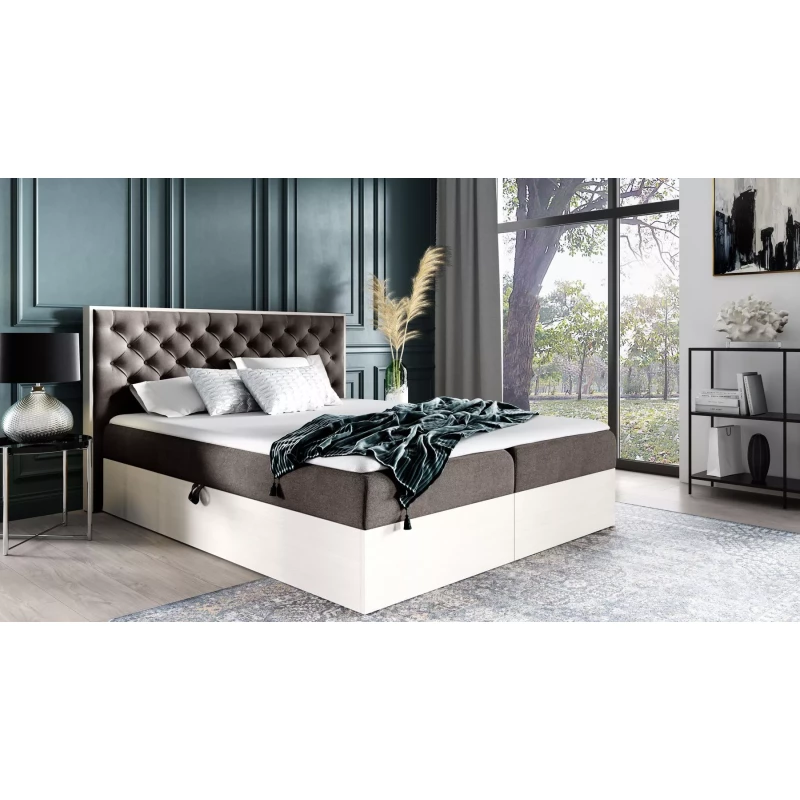 Manželská posteľ 180x220 CHANTELLE 3 - nordic teak / hnedá + topper ZADARMO