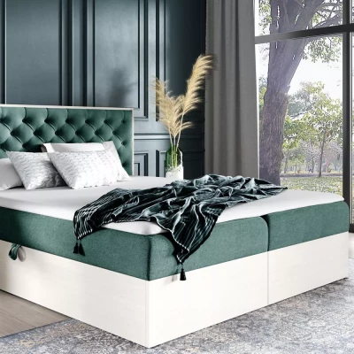 Manželská posteľ 180x220 CHANTELLE 3 - nordic teak / zelená + topper ZADARMO