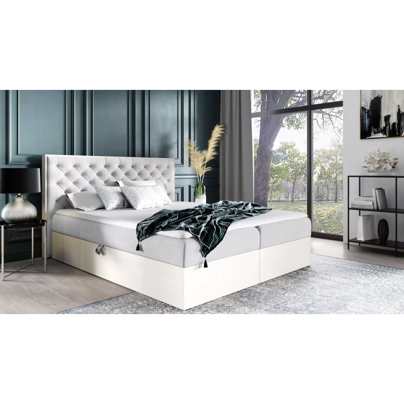 Manželská posteľ 180x220 CHANTELLE 3 - nordic teak / svetlo šedá 1 + topper ZADARMO