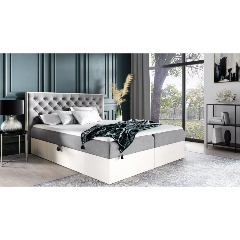 Manželská posteľ 180x220 CHANTELLE 3 - nordic teak / tmavo šedá + topper ZADARMO