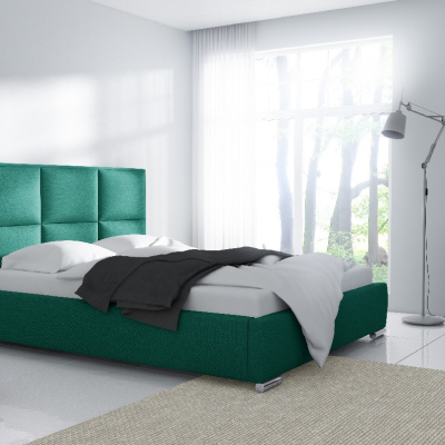 Dizajnová posteľ Venezia s vysokým čelom a úložným priestorom zelená 160 x 200
