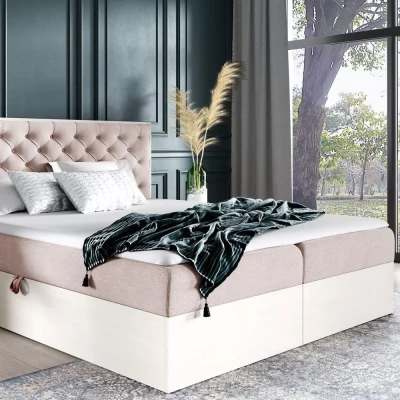 Manželská posteľ 140x220 CHANTELLE 3 - nordic teak / ružová + topper ZADARMO