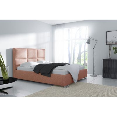 Dizajnová posteľ Venezia s vysokým čelom a úložným priestorom lososová 160 x 200