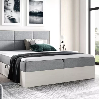 Manželská posteľ 200x220 CHANTELLE 2 - nordic teak / šedá + topper ZADARMO