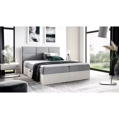Manželská posteľ 200x220 CHANTELLE 2 - nordic teak / šedá + topper ZADARMO