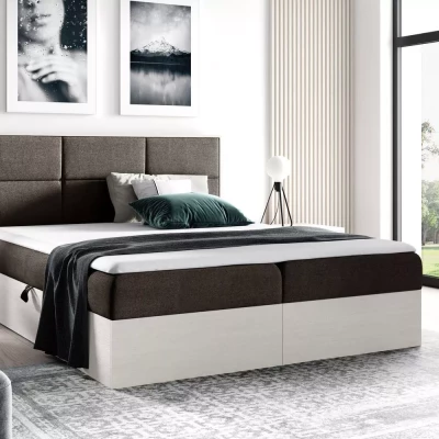 Manželská posteľ 200x220 CHANTELLE 2 - nordic teak / hnedá + topper ZADARMO