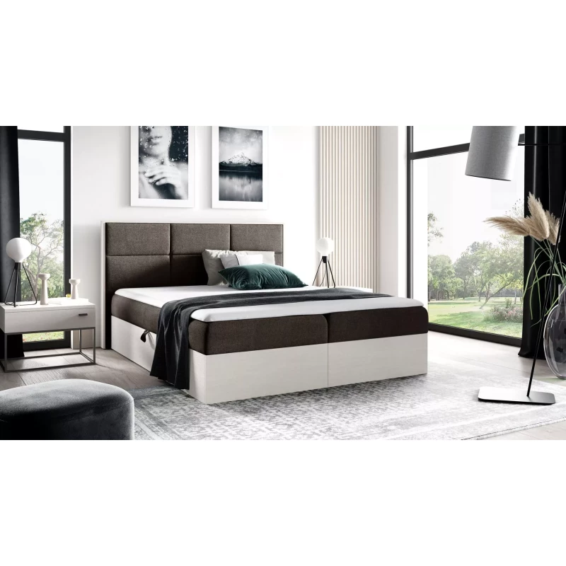 Manželská posteľ 200x220 CHANTELLE 2 - nordic teak / hnedá + topper ZADARMO