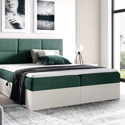Manželská posteľ 180x220 CHANTELLE 2 - nordic teak / zelená + topper ZADARMO