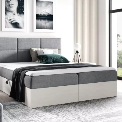 Manželská posteľ 180x220 CHANTELLE 2 - nordic teak / tmavo šedá + topper ZADARMO