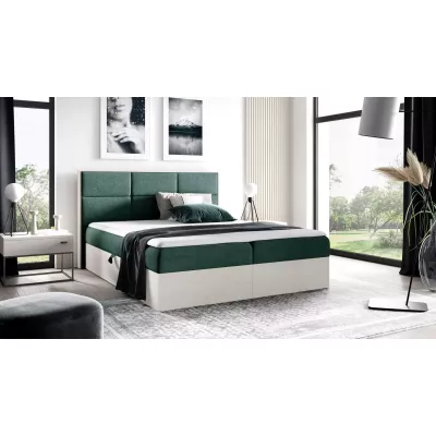 Manželská posteľ 160x220 CHANTELLE 2 - nordic teak / zelená + topper ZADARMO