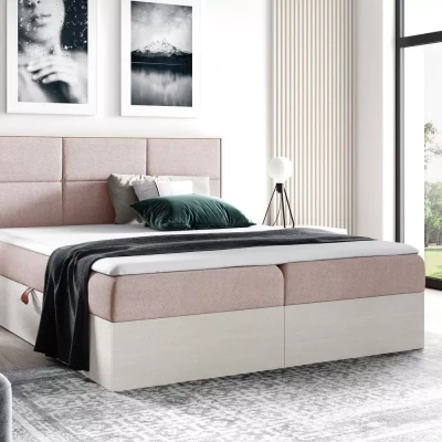 Manželská posteľ 160x220 CHANTELLE 2 - nordic teak / ružová + topper ZADARMO