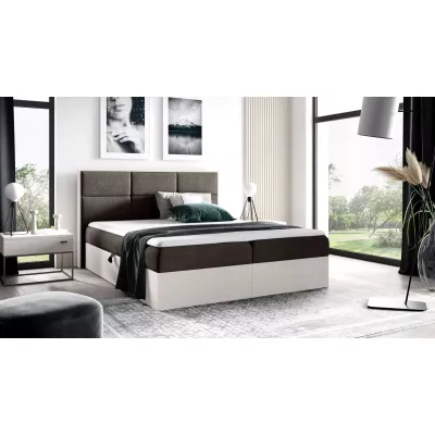 Manželská posteľ 140x220 CHANTELLE 2 - nordic teak / hnedá + topper ZADARMO