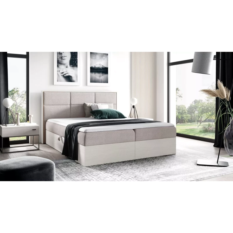 Manželská posteľ 140x220 CHANTELLE 2 - nordic teak / béžová + topper ZADARMO