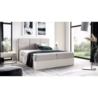 Manželská posteľ 140x220 CHANTELLE 2 - nordic teak / béžová + topper ZADARMO
