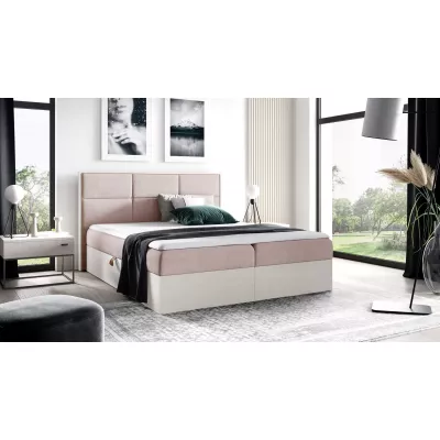 Manželská posteľ 140x220 CHANTELLE 2 - nordic teak / ružová + topper ZADARMO