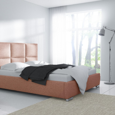 Dizajnová posteľ Venezia s vysokým čelom a úložným priestorom lososová 200 x 200