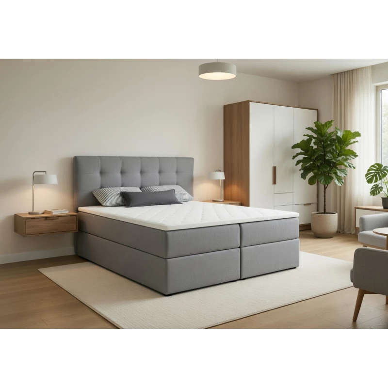 Manželská posteľ 160x200 s úložným priestorom STIG 2 - svetlo šedá