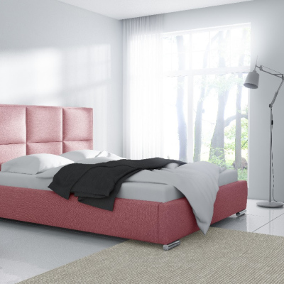 Dizajnová posteľ Venezia s vysokým čelom a úložným priestorom ružová 200 x 200