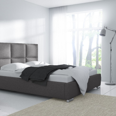 Dizajnová posteľ Venezia s vysokým čelom a úložným priestorom šedá 200 x 200