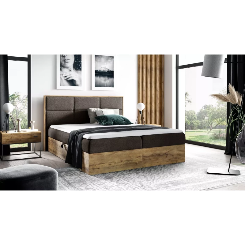 Manželská posteľ CHANTELLE 2 - 200x220, hnedá + topper ZADARMO