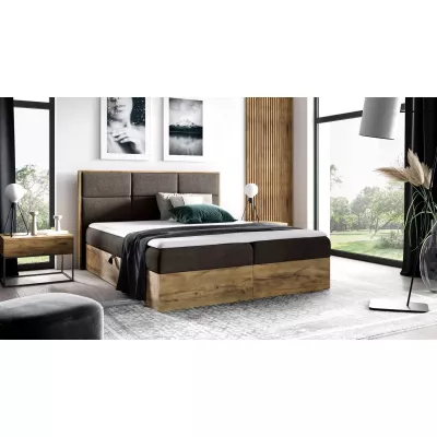 Manželská posteľ CHANTELLE 2 - 180x220, hnedá + topper ZADARMO