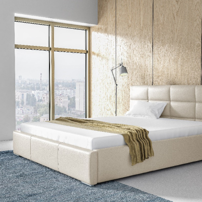 Elegantná posteľ Garret s úložným priertorom béžová eko koža 180 x 200