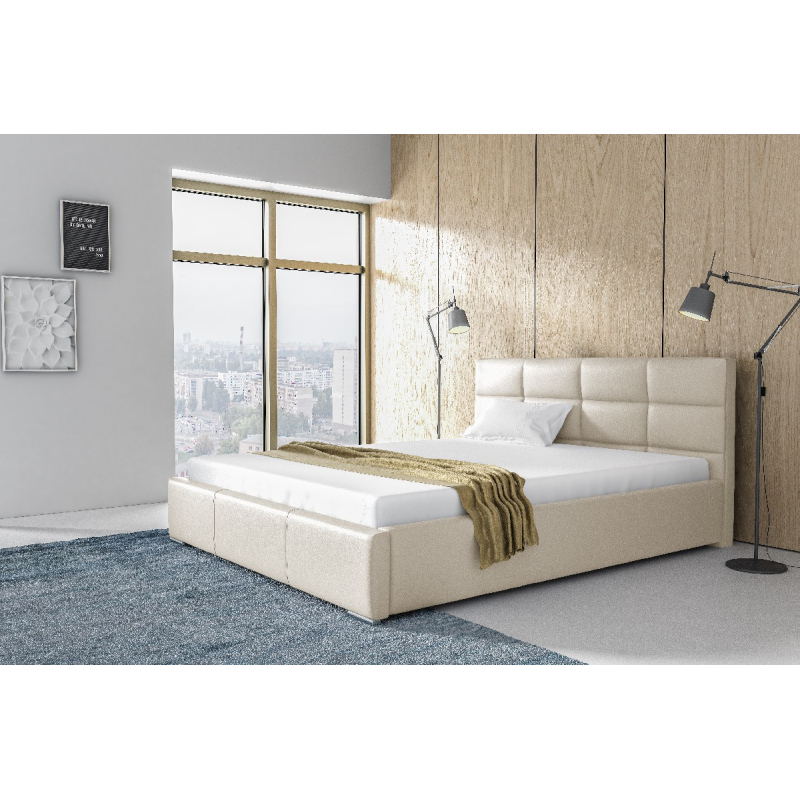 Elegantná posteľ Garret s úložným priertorom béžová eko koža 200 x 200