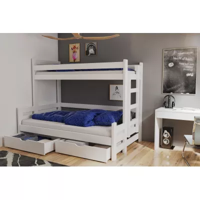 Dvojposchodová posteľ s úložným priestorom 90/120x200 CHARA - biela, pravé prevedenie