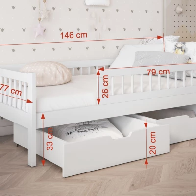 Detská posteľ so šuplíkmi 70x140 ALJA - borovica