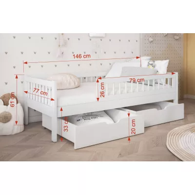 Detská posteľ so šuplíkmi 70x140 ALJA - biela