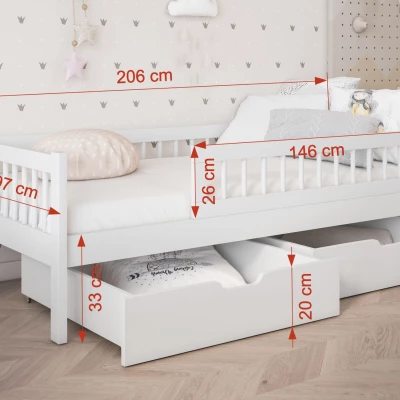 Detská posteľ so šuplíkmi 90x200 ALJA - biela