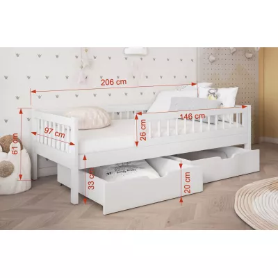 Detská posteľ so šuplíkmi 90x200 ALJA - biela