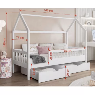 Domčeková posteľ so šuplíkmi 70x140 ARJA - kašmír