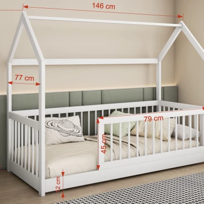 Domčeková posteľ so zábranou 70x140 ALIRA - biela