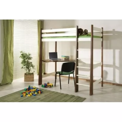 Poschodová posteľ so stolom 90x200 ALWA - dub / biela, pravé prevedenie