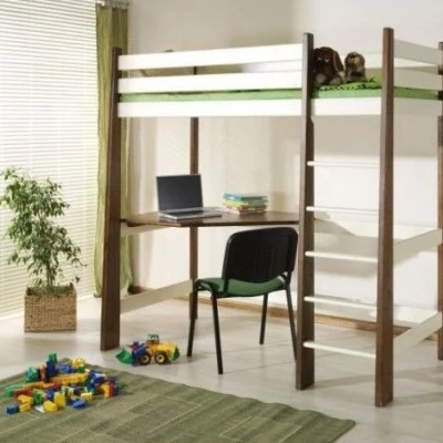 Poschodová posteľ so stolom 80x200 ALWA - dub / biela, pravé prevedenie