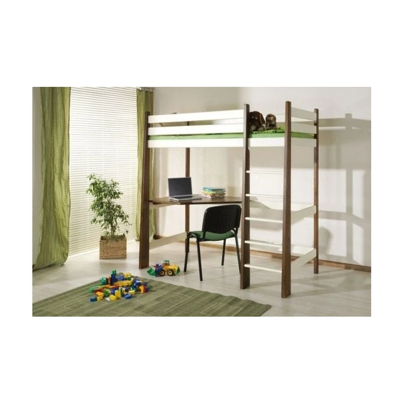 Poschodová posteľ so stolom 80x200 ALWA - dub / biela, pravé prevedenie
