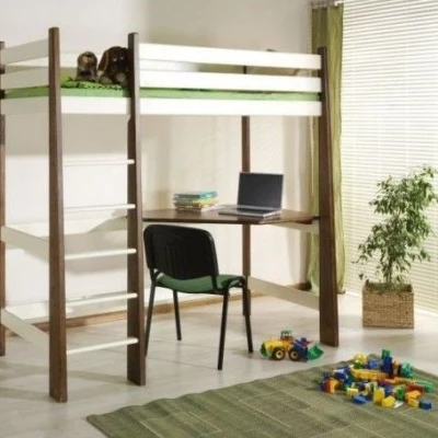 Poschodová posteľ so stolom 90x200 ALWA - dub / biela, ľavé prevedenie