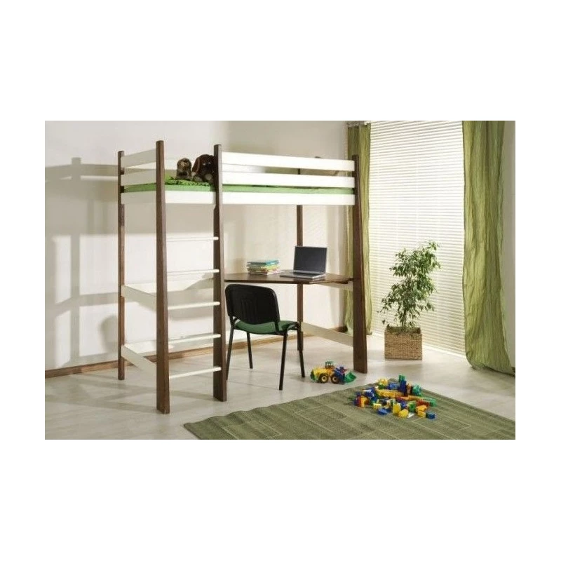 Poschodová posteľ so stolom 90x200 ALWA - dub / biela, ľavé prevedenie