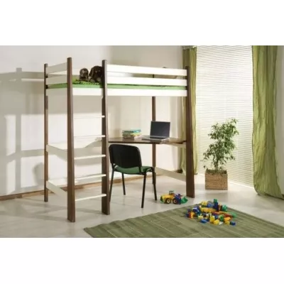 Poschodová posteľ so stolom 90x200 ALWA - dub / biela, ľavé prevedenie