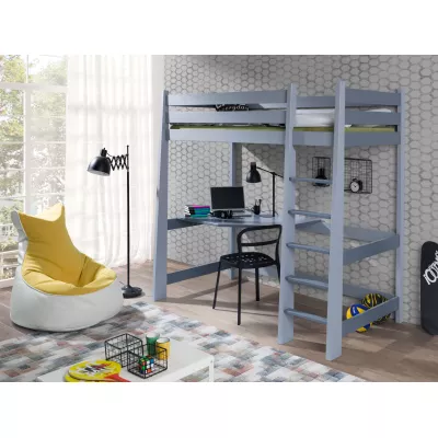 Poschodová posteľ so stolom 80x200 ALWA - šedá / grafitová, pravé prevedenie