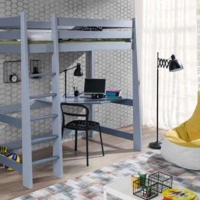 Poschodová posteľ so stolom 80x200 ALWA - šedá / grafitová, ľavé prevedenie