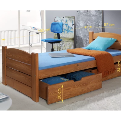 Jednolôžková posteľ so šuplíkmi 80x180 ASOL - jelša