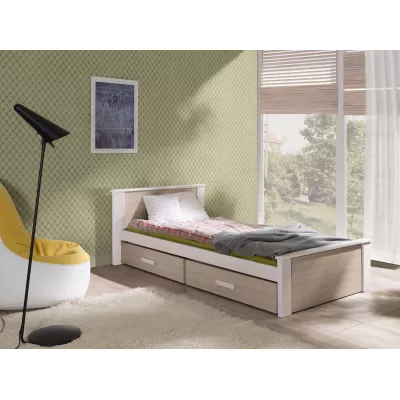 Jednolôžková posteľ so šuplíkmi 80x180 ALKA 1 - biela / dub sonoma