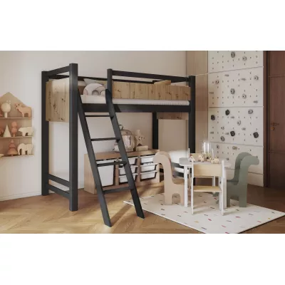 Poschodová posteľ so zábranou 90x200 CYANE - wenge / dub artisan, ľavé prevedenie