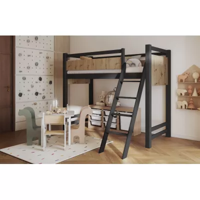 Poschodová posteľ so zábranou 90x200 CYANE - wenge / dub artisan, pravé prevedenie